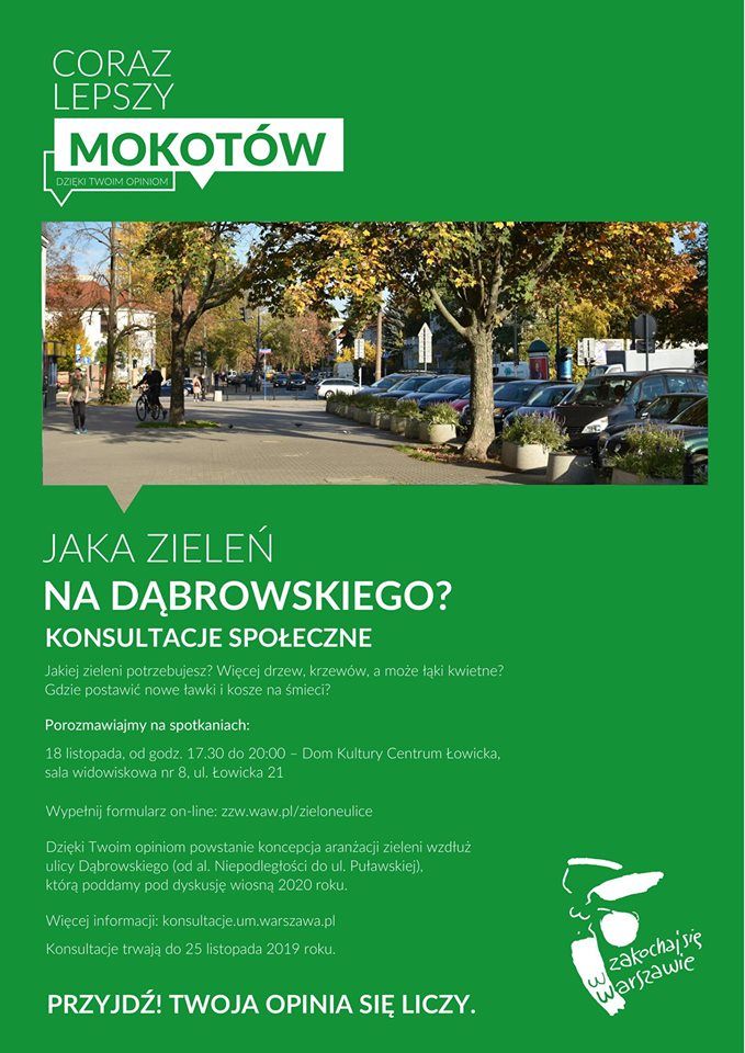 Jaka zieleń na ul. Dąbrowskiego konsultacje społeczne